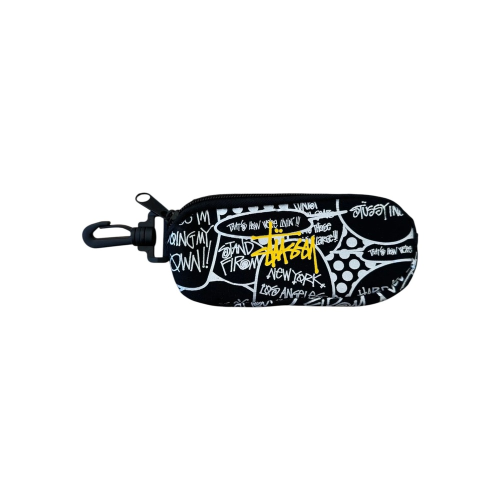 Stussy Oval Pouch Mens OS Black Good 00s Yellow Logo Clip On Nylon Bag